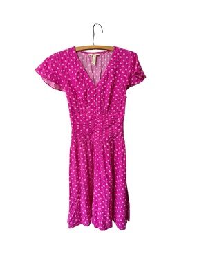 Matilda Jane Fuchsia Floral Button Front Midi Dress XS Cottagecore Boho